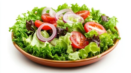 Fresh Salad in a Plate on a White Background, Healthy Eating Concept Generative AI