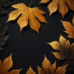 Luxurious autumn matte background with black and gold, featuring minimalistic design