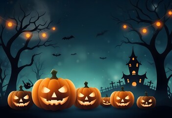 Happy Halloween Background design with Night landscape of castle and grave vector illustration. Good template for halloween wallpaper design.

