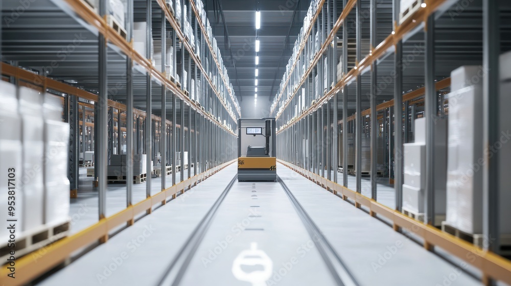 Poster Automated Guided Vehicle Navigating Through Warehouse Aisles