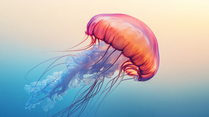 Fototapeta premium A jellyfish is swimming in the ocean