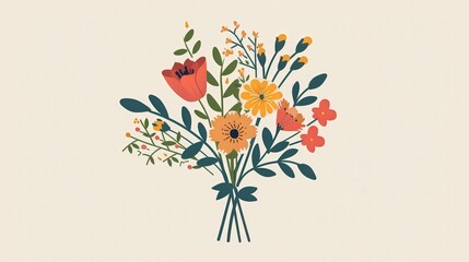 modern bouquet icon with a clean, abstract design