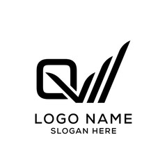 QV VQ Alphabet Unique Letter Logo Design. Initial Vector Symbol.
