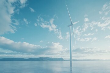 wind turbine farm to generate wind energy for intelligent cities. Renewable energy. sustainable and environmentally friendly with generative ai