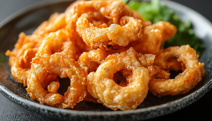 fried crispy prawn on a plate closeup shot generated by AI