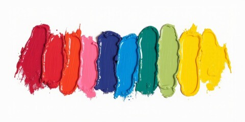 strokes of multicolored paint on a white background