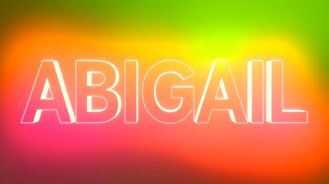 typography of girls name Abigail illuminated against bright gradient background