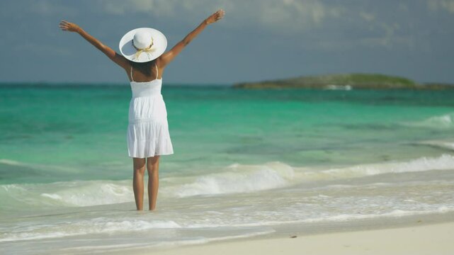 Barefoot Girl Luxury Island travel Beach Vacation