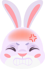 Rabbit with headache. Bunny head emoji. Migraine icon