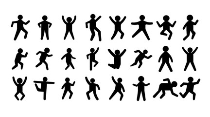 Stick Figures Stickman Stick Man People Person Poses Postures Standing Walking Running Fast Speed Set Pictogram Icon Set stock illustrations, and high 