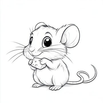 recommend clip art: Cute cartoon mouse holding a piece of cheese.