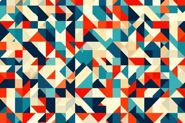 Abstract Geometric Pattern with Red, Blue, and Beige Shapes