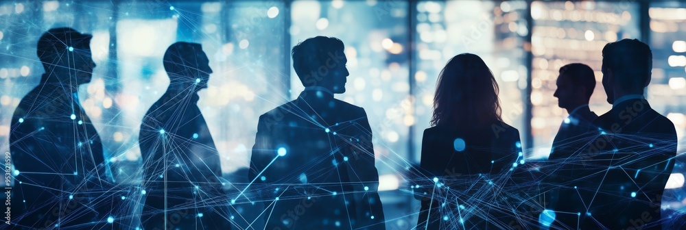 Poster connecting innovative business minds embracing innovators within a dynamic digital landscape where c
