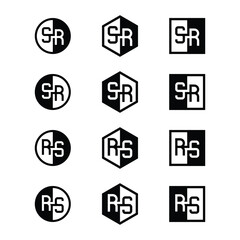 Letters SR and RS Positive and Negative Logo Set, suitable for any business