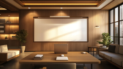 A white board is on a wall in a room with a lot of plants