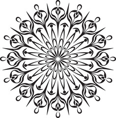 Flower Bloom Radial mandala design silhouette vector illustration