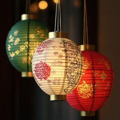 Colorful hanging lanterns illuminate a cozy space, perfect for adding a touch of warmth and charm to any environment.