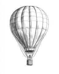 Fototapeta premium Simple hot air balloon with stripes, floating in the sky