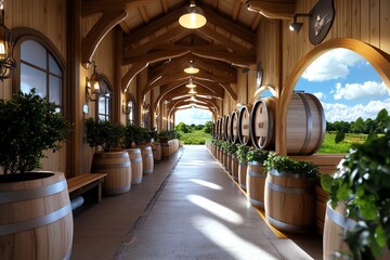 Obraz premium Farm Cow Jersey, Milking Parlor, and Cheese visualized in a traditional farm setting where Jersey cows are milked, and the fresh milk is turned into cheese
