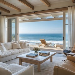 Fototapeta premium Ocean-inspired decor featuring stunning views of the ocean or coastal scenery 16:9