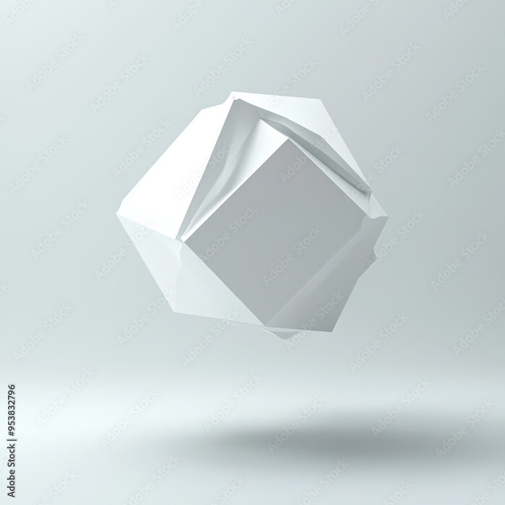 Wall mural a floating abstract geometric shape showcasing modern design and minimalism, perfect for backgrounds