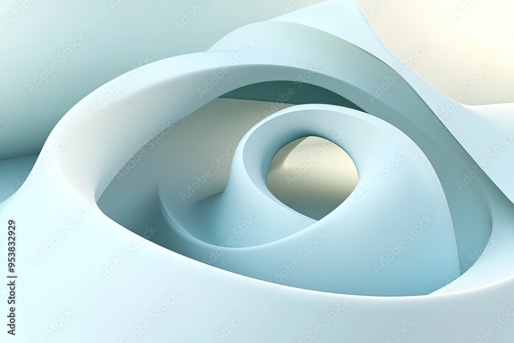 Wall mural a serene composition of smooth curves and soft colors, creating a tranquil abstract design ideal for