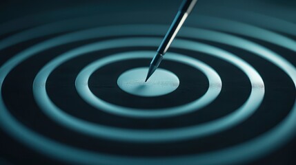A pen precisely hitting the bullseye on a target, symbolizing accuracy, focus, and precision in achieving goals and objectives.