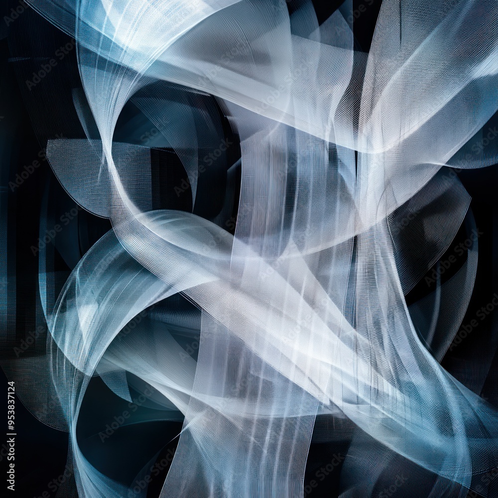 Poster Abstract Light Trails with a White and Blue Gradient