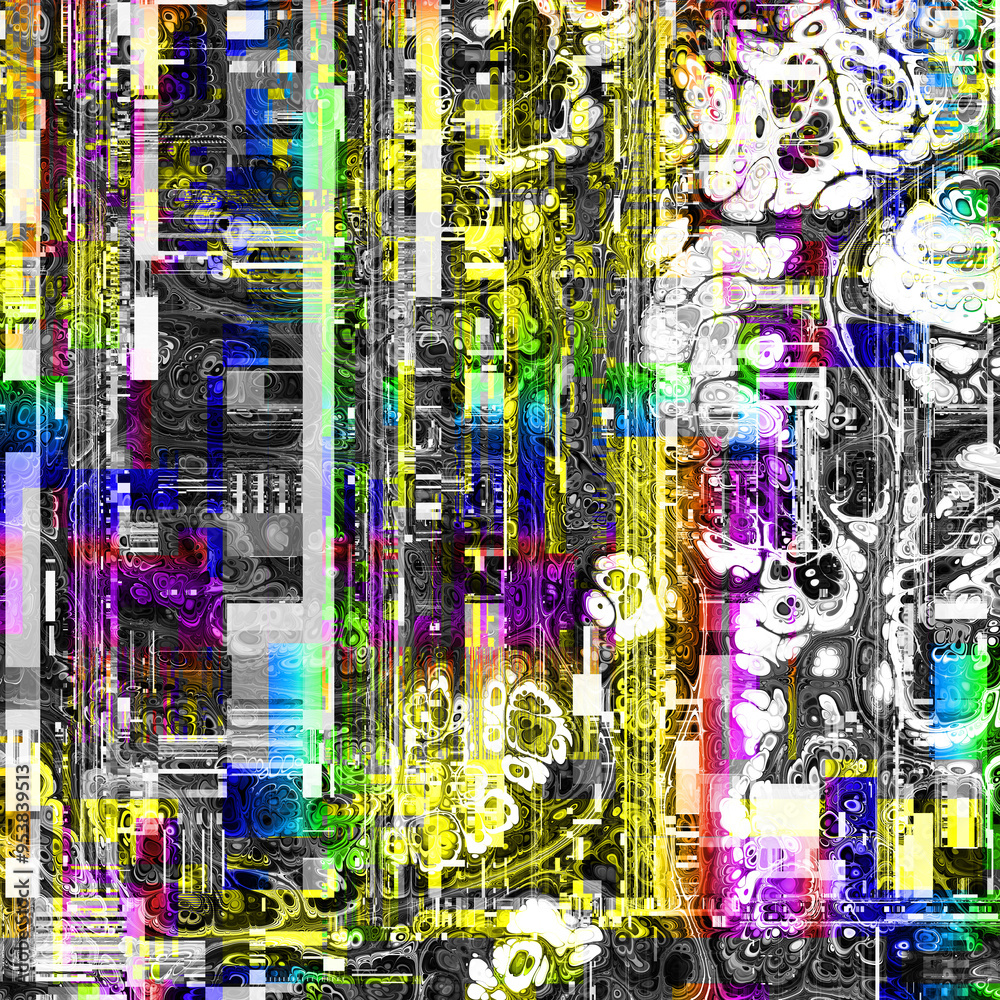 Aufkleber tv noise static effect, abstract glitch background. fractal digital art pattern