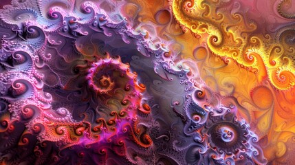  Fractal patterns with a grainy finish, abstract banner. Generative AI.