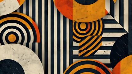 Geometric patterns with a grainy overlay, abstract banner. Generative AI.