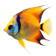 Yellow and blue angelfish transparent background