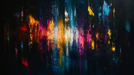 Dynamic Contrasts: Abstract City Lights Night Painting