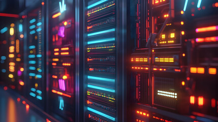 Modern Rack LED console in server room 