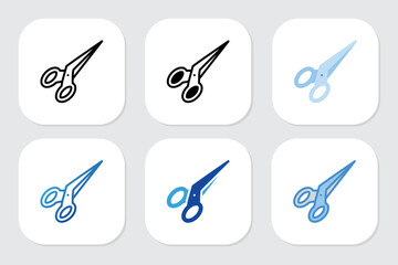 scissors icons with various design styles