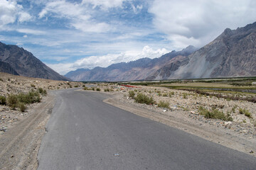 Nubra Vally in Ladakh, India the scenic view of leh ladakh with free space