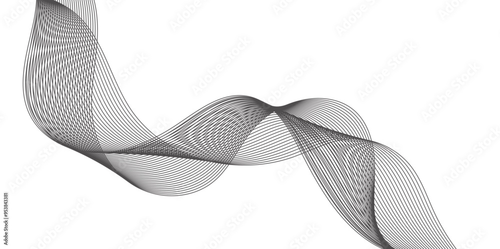 Wall mural abstract wavy grey smooth stream element for design on transparent background isolated. curved wavy 