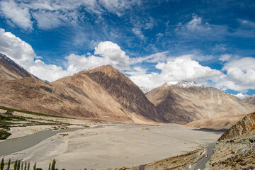 Nubra Vally in Ladakh, India the scenic view of leh ladakh with free space