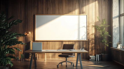 A large white wall with a black chair in front of it
