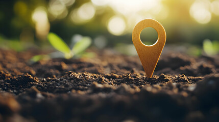 Pin icon on land area waiting to be sold, investing in real estate and land to create returns concept,