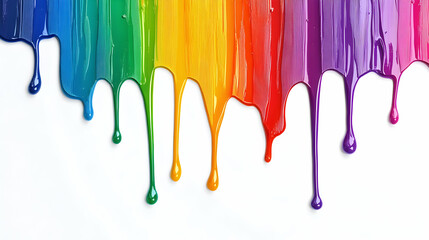 1. Vividly hued paint cascading against a white backdrop. A banner featuring vibrant oil streaks in the colors of pride.