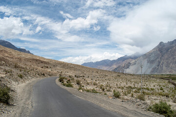 Nubra Vally in Ladakh, India the scenic view of leh ladakh with free space