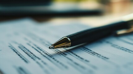 Close-up of a Pen Resting on a Form