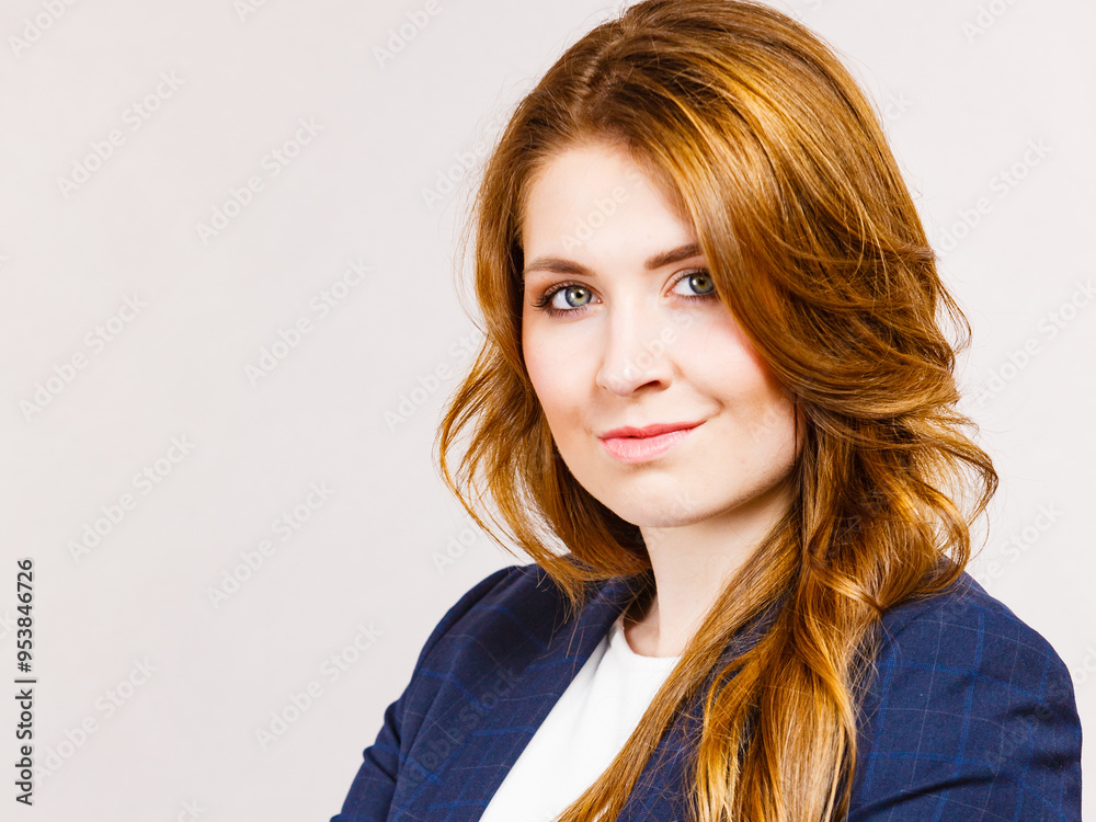 Wall mural Woman with long healthy brown hair