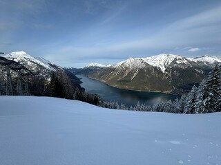 snow covered mountains