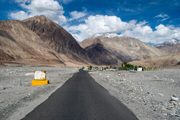 Nubra Vally in Ladakh, India the scenic view of leh ladakh with free space