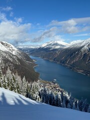 snow covered mountains