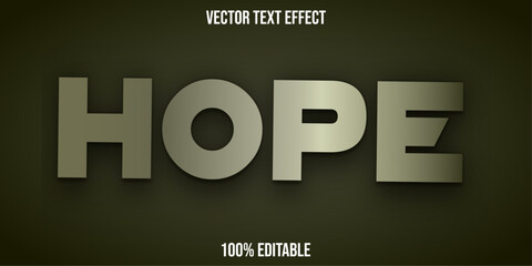 Metallic hope text effect, editable shiny and elegant text style