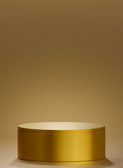 3D gold circle stand isolated luxury. Perfect platform for showing your products