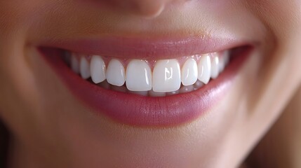 Fototapeta premium Close-up of a Radiant,Healthy Smile with Perfectly Aligned White Teeth and Lightly Parted Lips